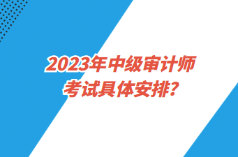 2023年中級(jí)審計(jì)師考試具體安排？