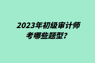 2023年初級審計師考哪些題型？