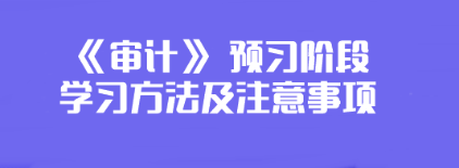 2024年注會《審計》預(yù)習(xí)階段學(xué)習(xí)方法及注意事項