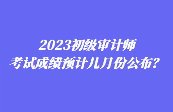 2023初級審計師考試成績預(yù)計幾月份公布？