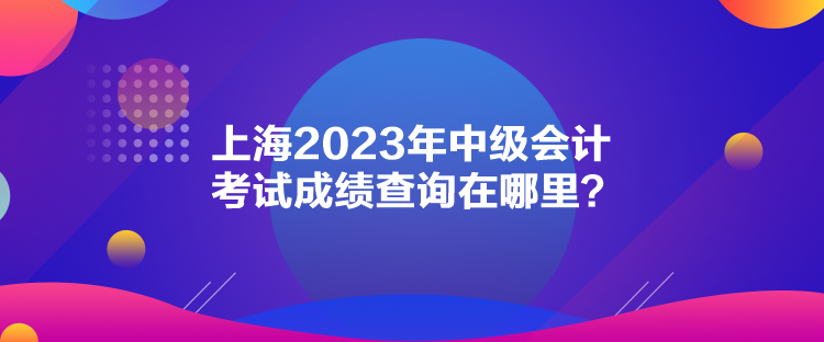 上海2023年中級會計考試成績查詢在哪里？