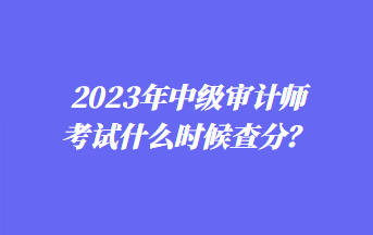 2023年中級審計師考試什么時候查分？