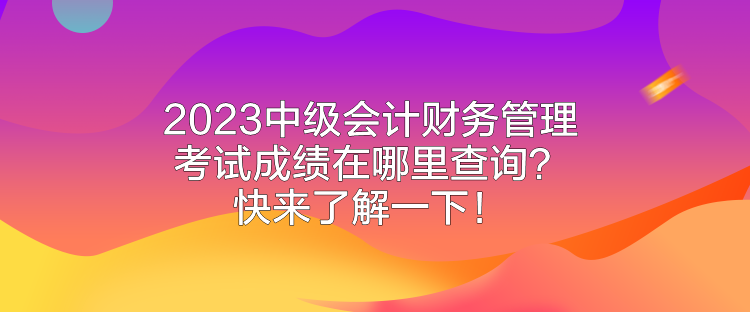 2023中級會計財務管理考試成績在哪里查詢？快來了解一下！