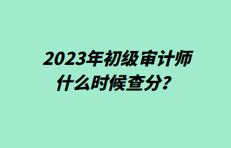 2023年初級審計(jì)師什么時候查分？