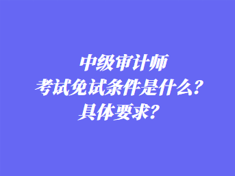 中級(jí)審計(jì)師考試免試條件是什么？具體要求？