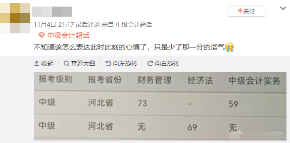 就差1分就合格了！中級會計(jì)考試成績沒到合格線可以申請復(fù)核！