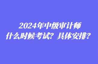 2024年中級審計師什么時候考試？具體安排？