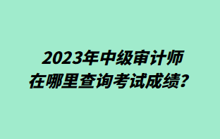 2023年中級審計師在哪里查詢考試成績？