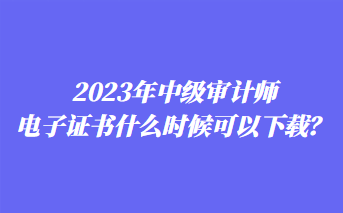 2023年中級(jí)審計(jì)師電子證書什么時(shí)候可以下載？