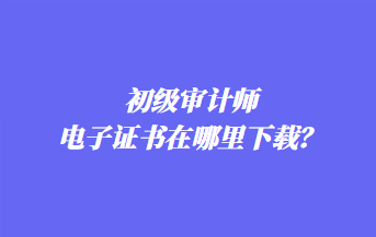 初級(jí)審計(jì)師電子證書(shū)在哪里下載？