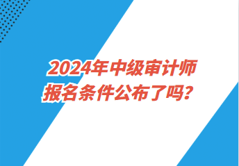 2024年中級審計師報名條件公布了嗎？