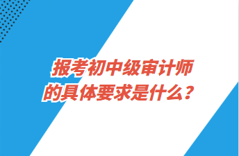 報考初中級審計師的具體要求是什么？