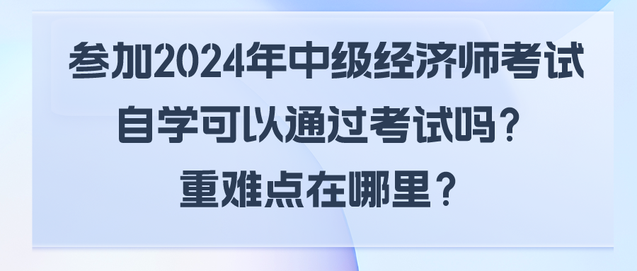 參加2024年中級(jí)經(jīng)濟(jì)師考試自學(xué)可以通過(guò)考試嗎？重難點(diǎn)在哪里？