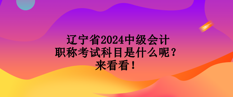 遼寧省2024中級(jí)會(huì)計(jì)職稱考試科目是什么呢？來看看！