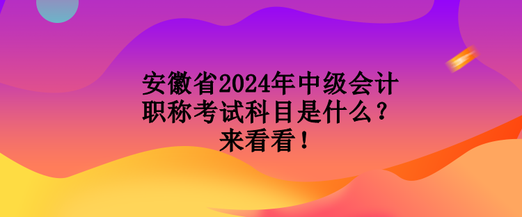 安徽省2024年中級會計職稱考試科目是什么？來看看！