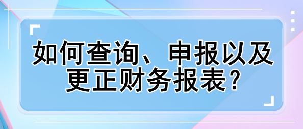 如何查詢、申報(bào)以及更正財(cái)務(wù)報(bào)表？