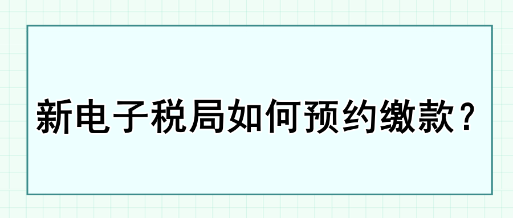 新電子稅局如何預(yù)約繳款？